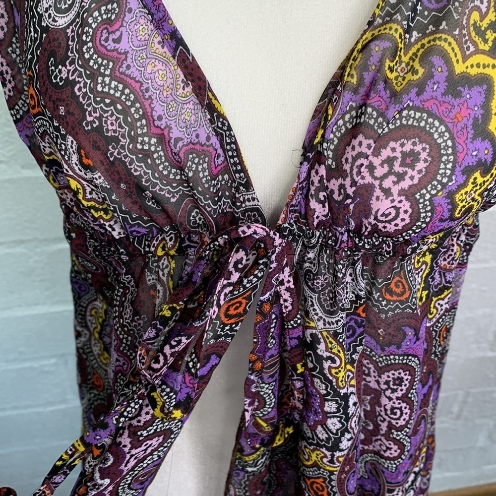 Victoria's Secret Paisley Purple Tie Loose Sexy Swim Cover Up sz M/L - Picture 6 of 9